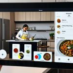Interactive Augmented Reality Cooking Tutorial**

"A kitchen scene with a person using a tablet displaying augmented reality overlays on cooking ingredients, guiding them through a recipe. The tablet shows interactive instructions and labels. The person is fully clothed in appropriate kitchen attire. safe for work, appropriate content, professional, perfect anatomy, natural proportions, modest clothing, family-friendly, high quality."

**