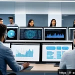 멀티모달 학습에서의 피드백 중요성 - A sophisticated research laboratory scene showing a diverse team of data scientists and AI engineers...