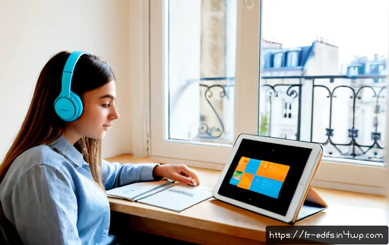Home 17 멀티모달 학습을 통한 정보 흡수 방법 - Photorealistic French university student in a bright Paris apartment study corner, learning through ...
